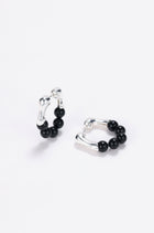Magma silver onyx hoop earrings