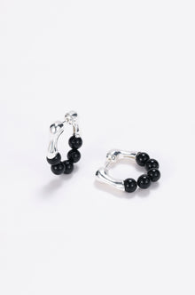 Magma silver onyx hoop earrings