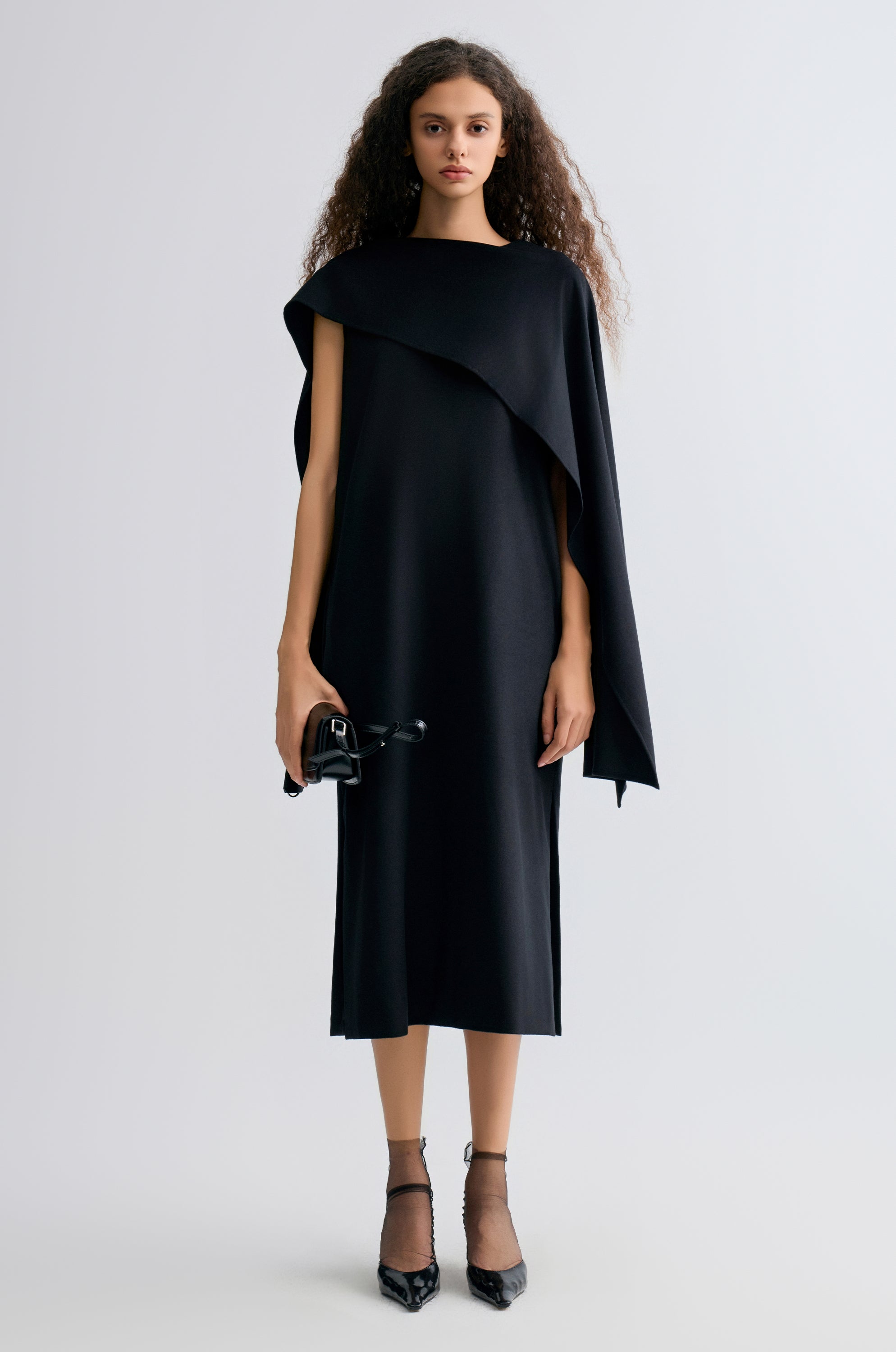 Opera Cape Maxi Dress Black