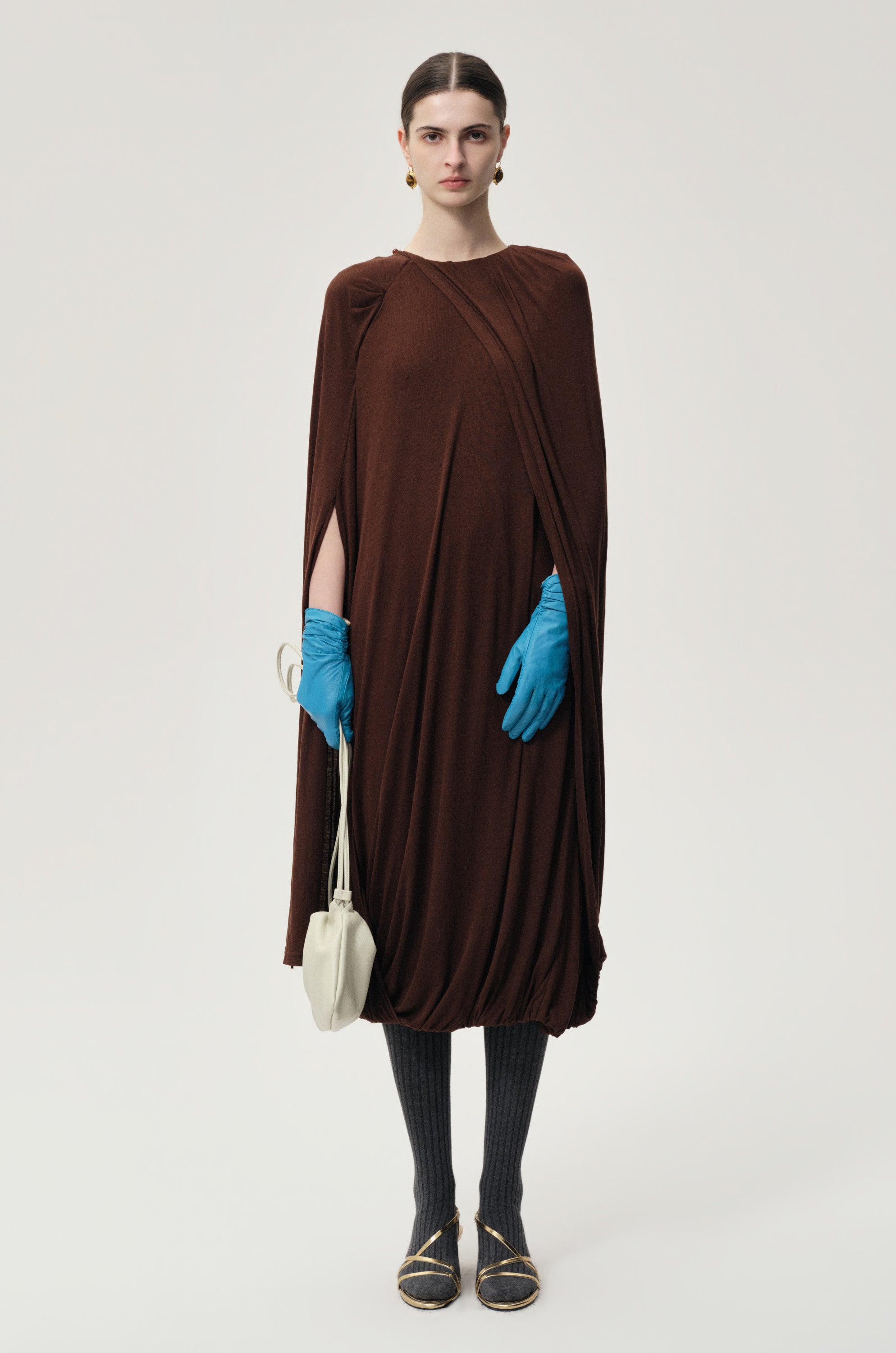 Opera Twisted Jersey Dress Cocoa Brown