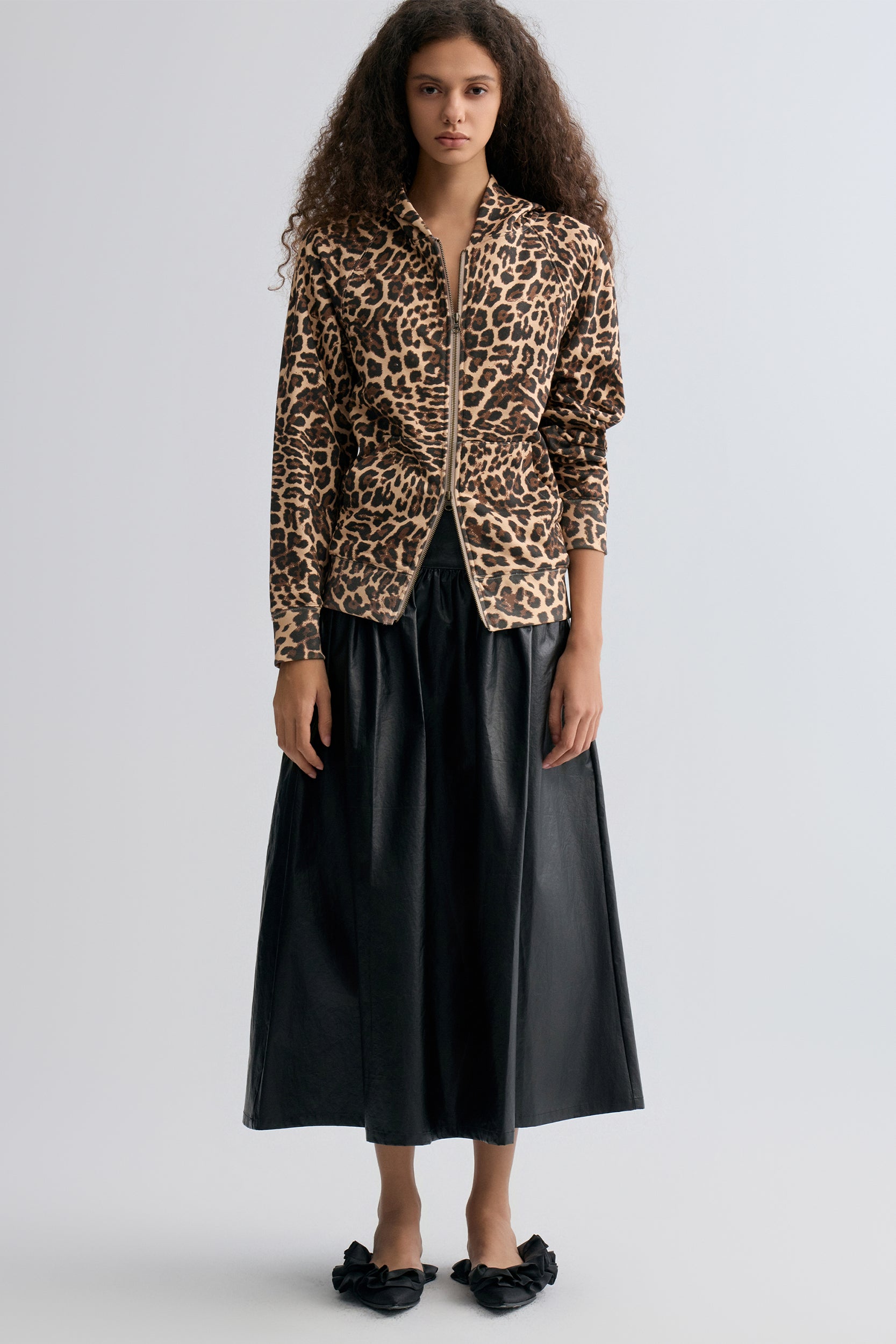Leopard-print Zipper Hoodie