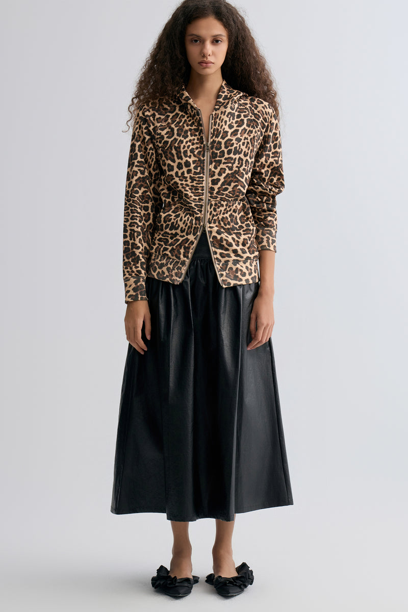 Leopard-print Zipper Hoodie