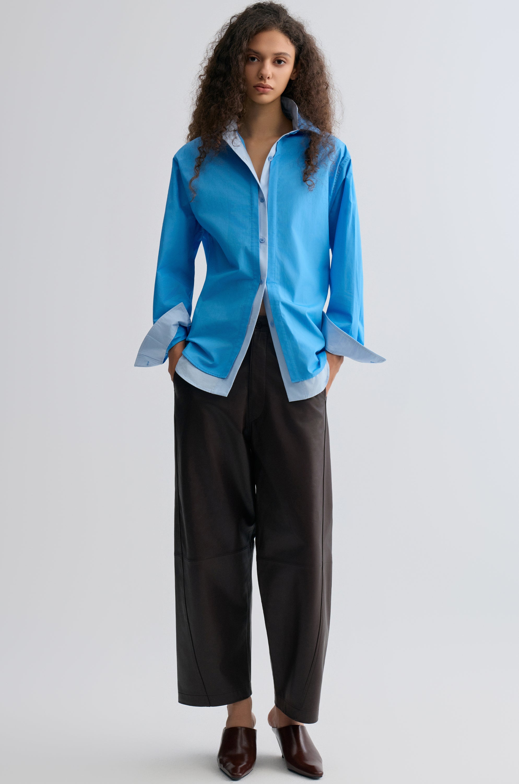 Relaxed Double-layer Shirt Periwinkle Blue