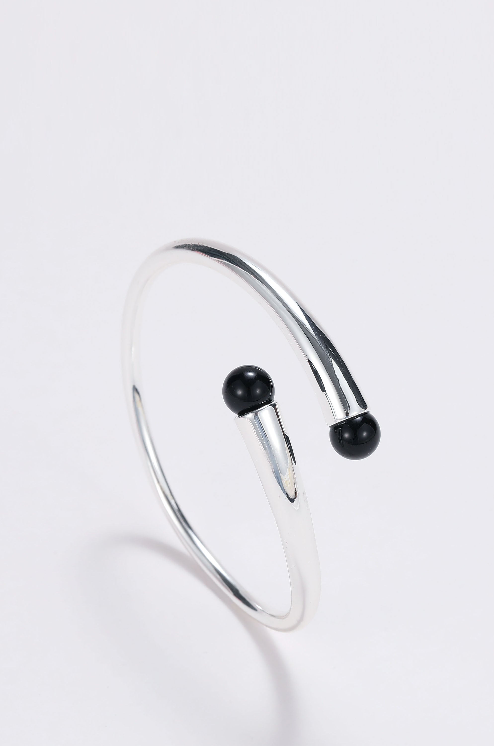 Silver onyx wrap cuff bracelet