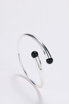 Silver onyx wrap cuff bracelet