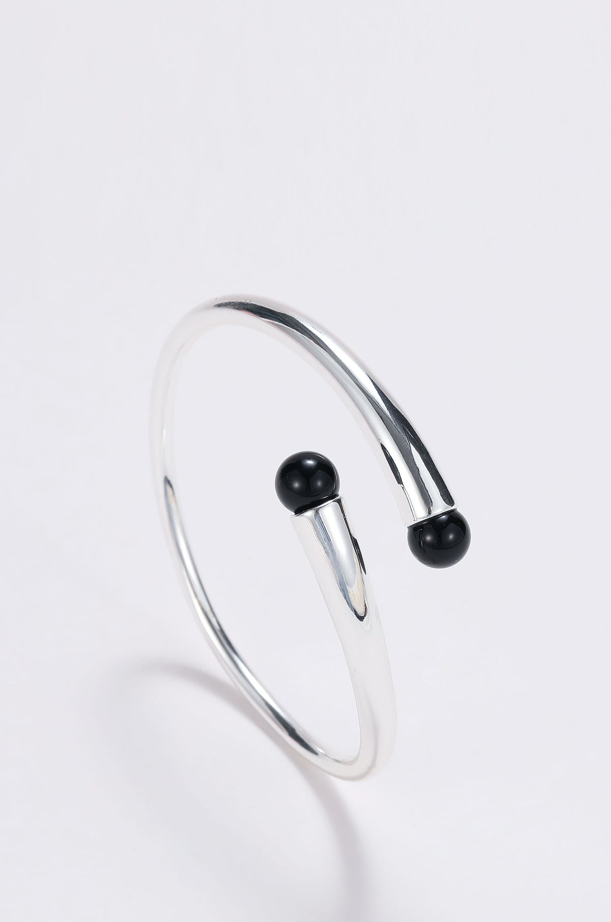 Silver onyx wrap cuff bracelet