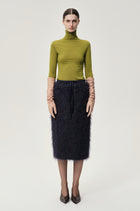 Open-back Wool Jersey Top Olive Green
