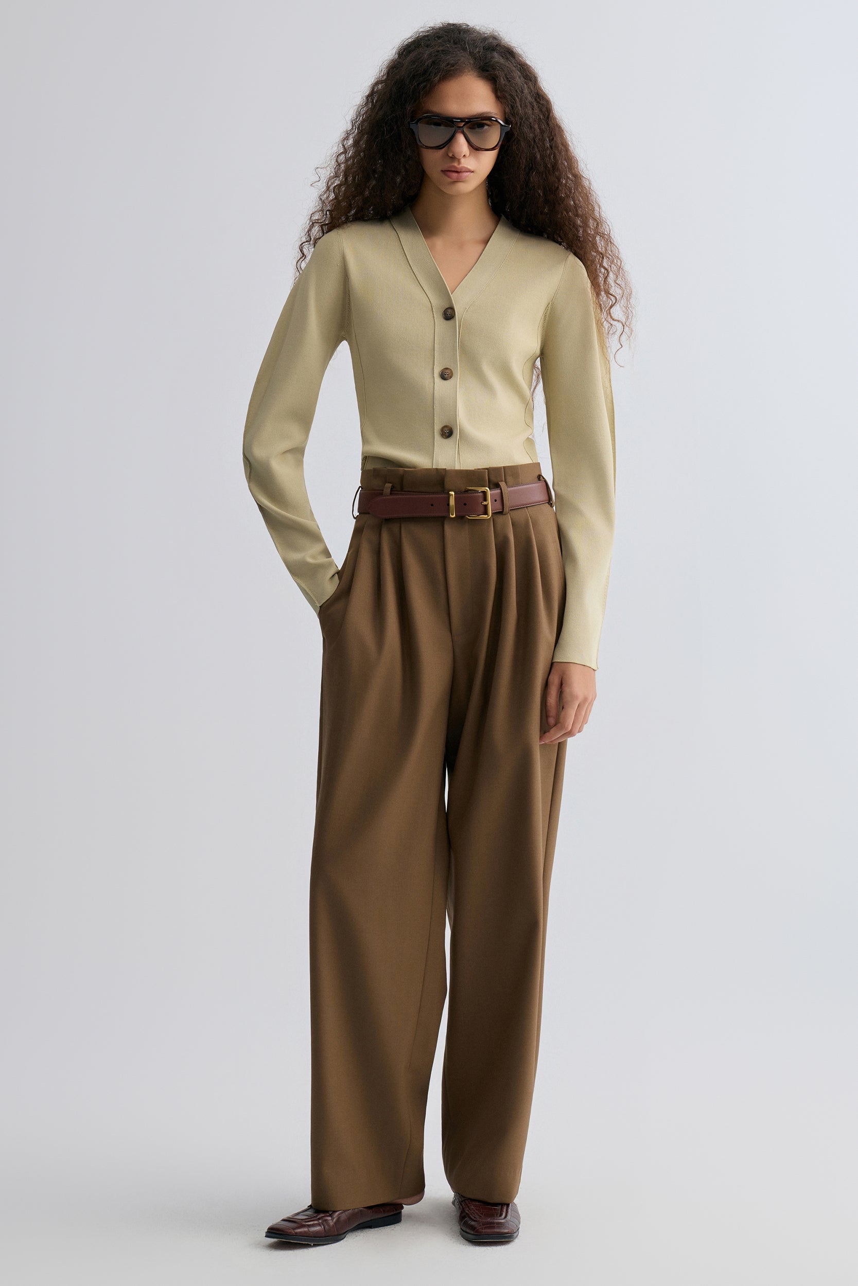 Relaxed Gabardine Trousers Pepper