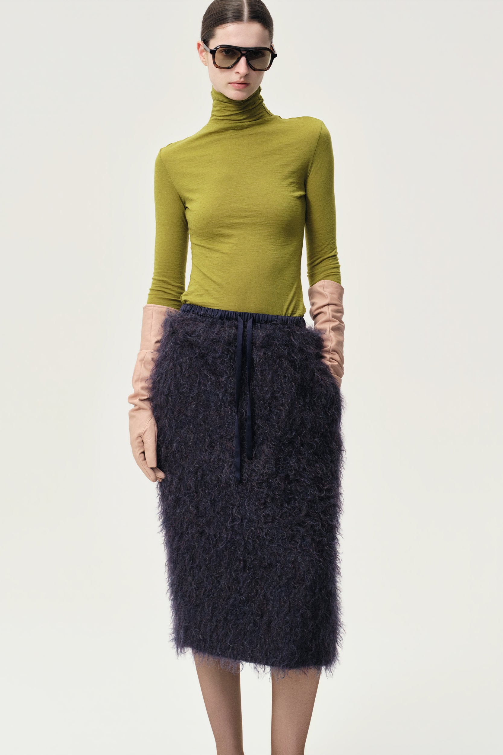 BOUCLÉ Mohair Midi Skirt Midnight