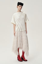 Asymmetrical Fringed Skirt Off-White