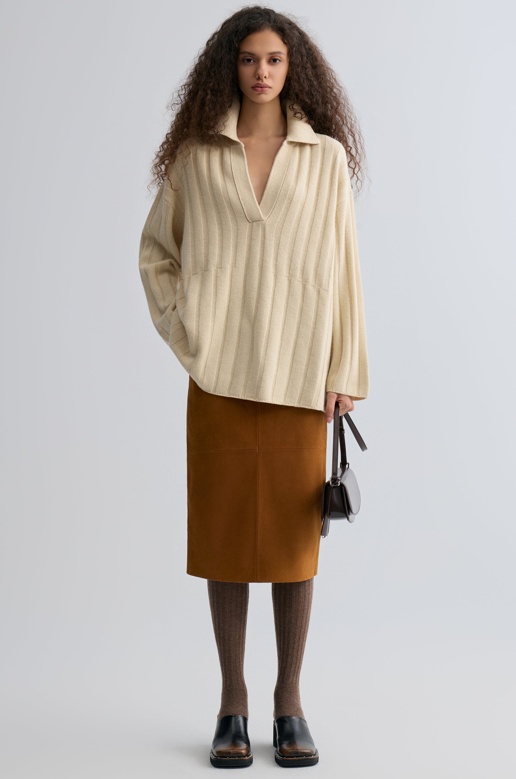 Boyfriend Collar Sweater in wool and yak-blend