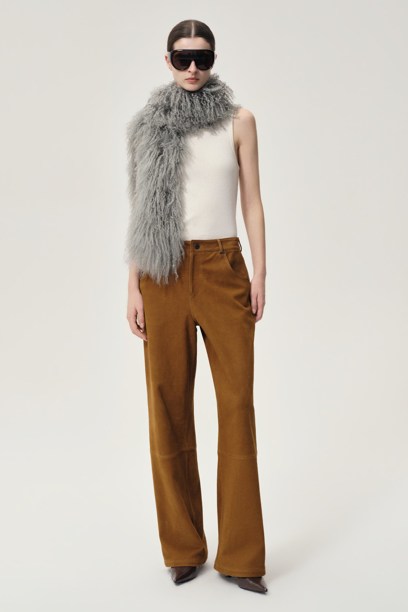 Corduroy Suede Trousers Tobacco