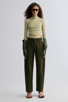 Velvet Mesh Asymmetric Draped Top Lime