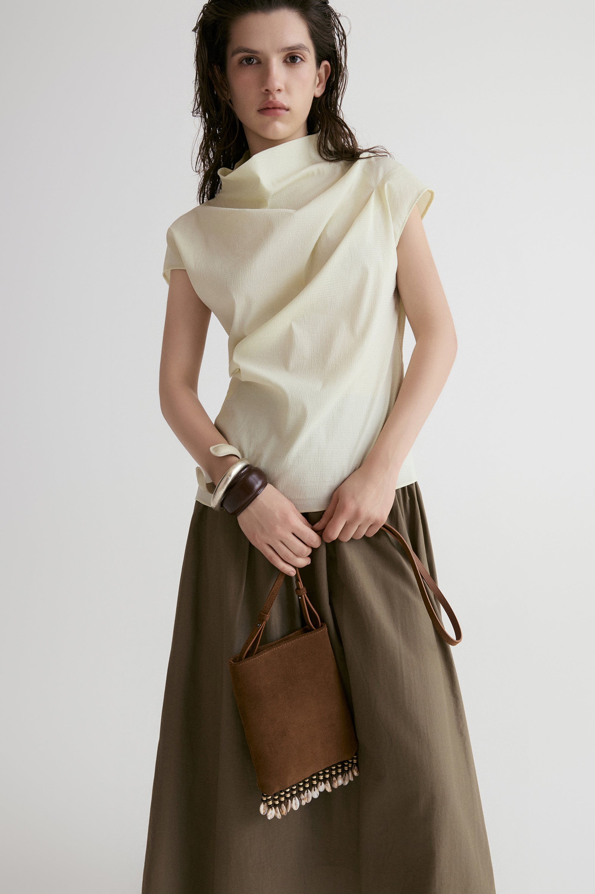 Provence Draped Shirt-Vanilla
