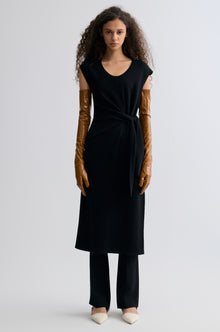 Knot-detail Knitted dress in Merino Wool Black