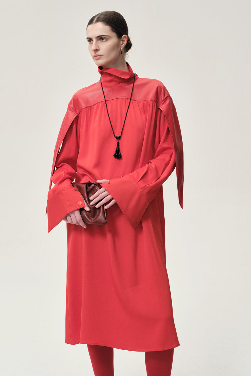 Leather Gathered Dress Grenadine