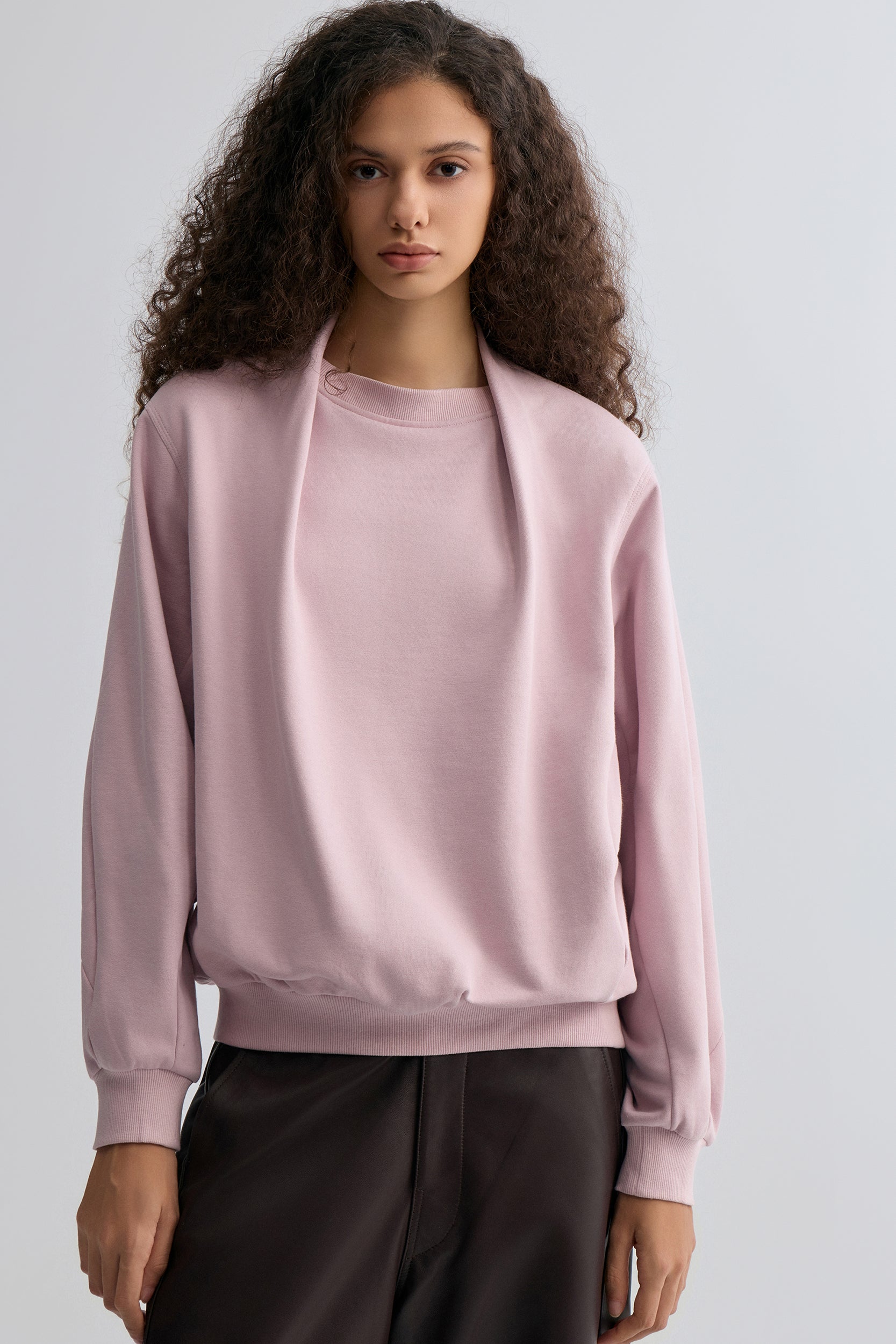 Cotton Panelled Sweater Lilac