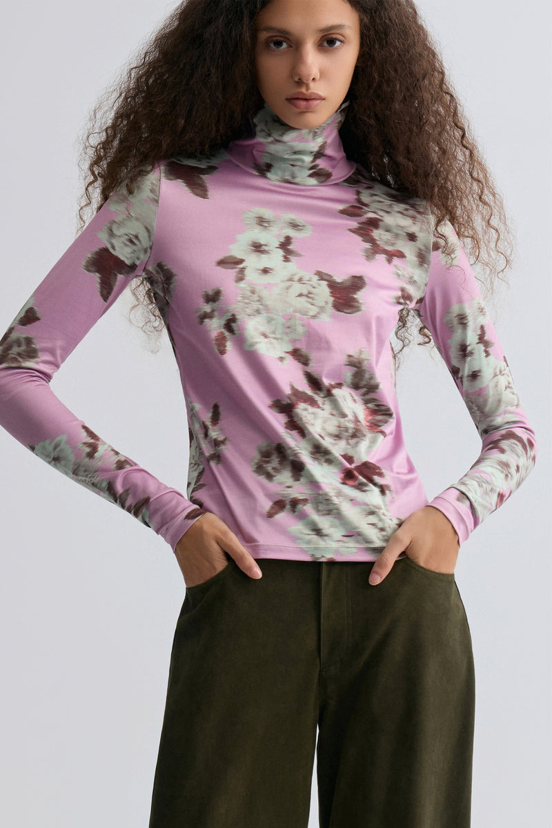 Rosetta Long Sleeve Turtleneck Top Mauve