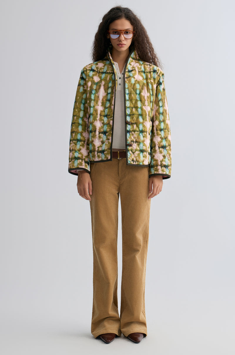 Tie-dye Bohemie Printed Quilted Jacket Mountain Green