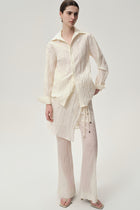 Crinkled Gauze Layered Skirt Trousers Ecru