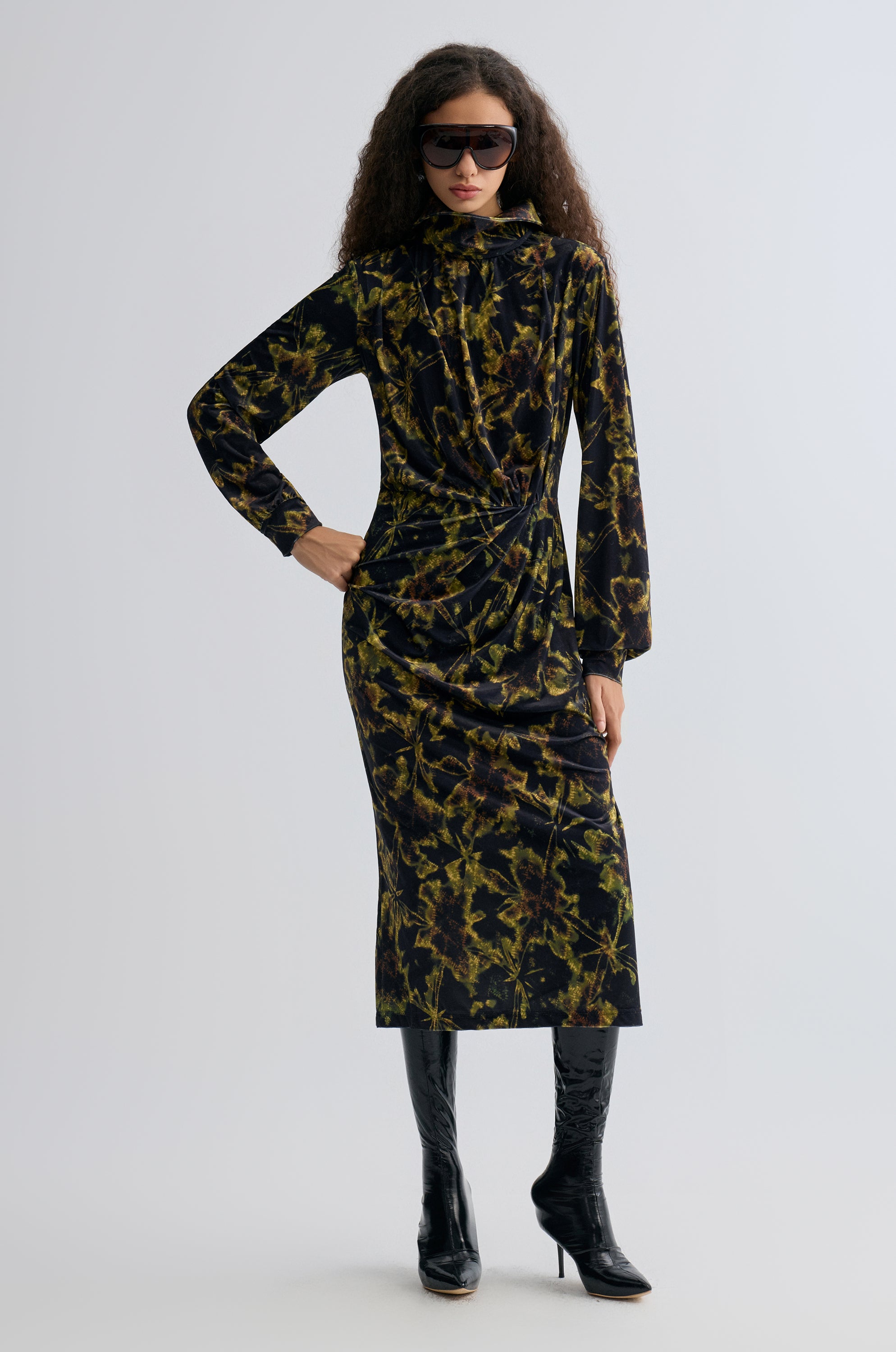 Velvet Printed Dress