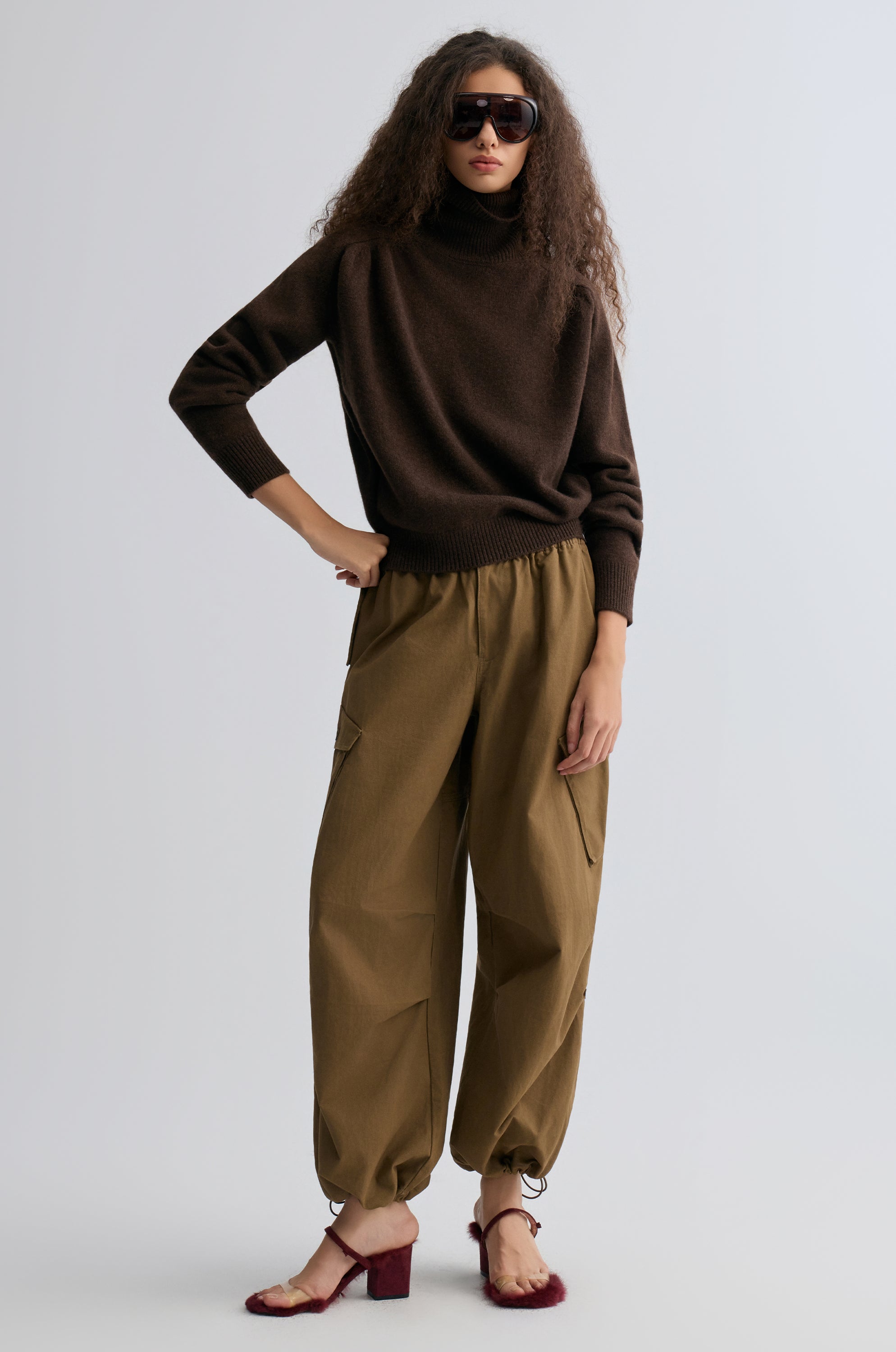 Wool and yak-blend Turtleneck Coffee Brown