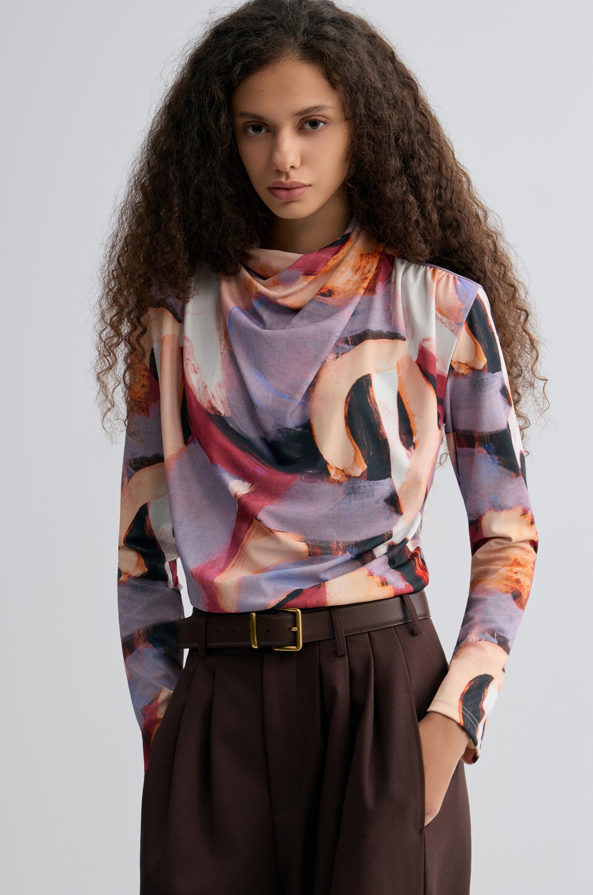 Verve Cowl Jersey Top Mauve