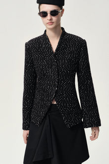 Collarless Sculptural Jacket Black