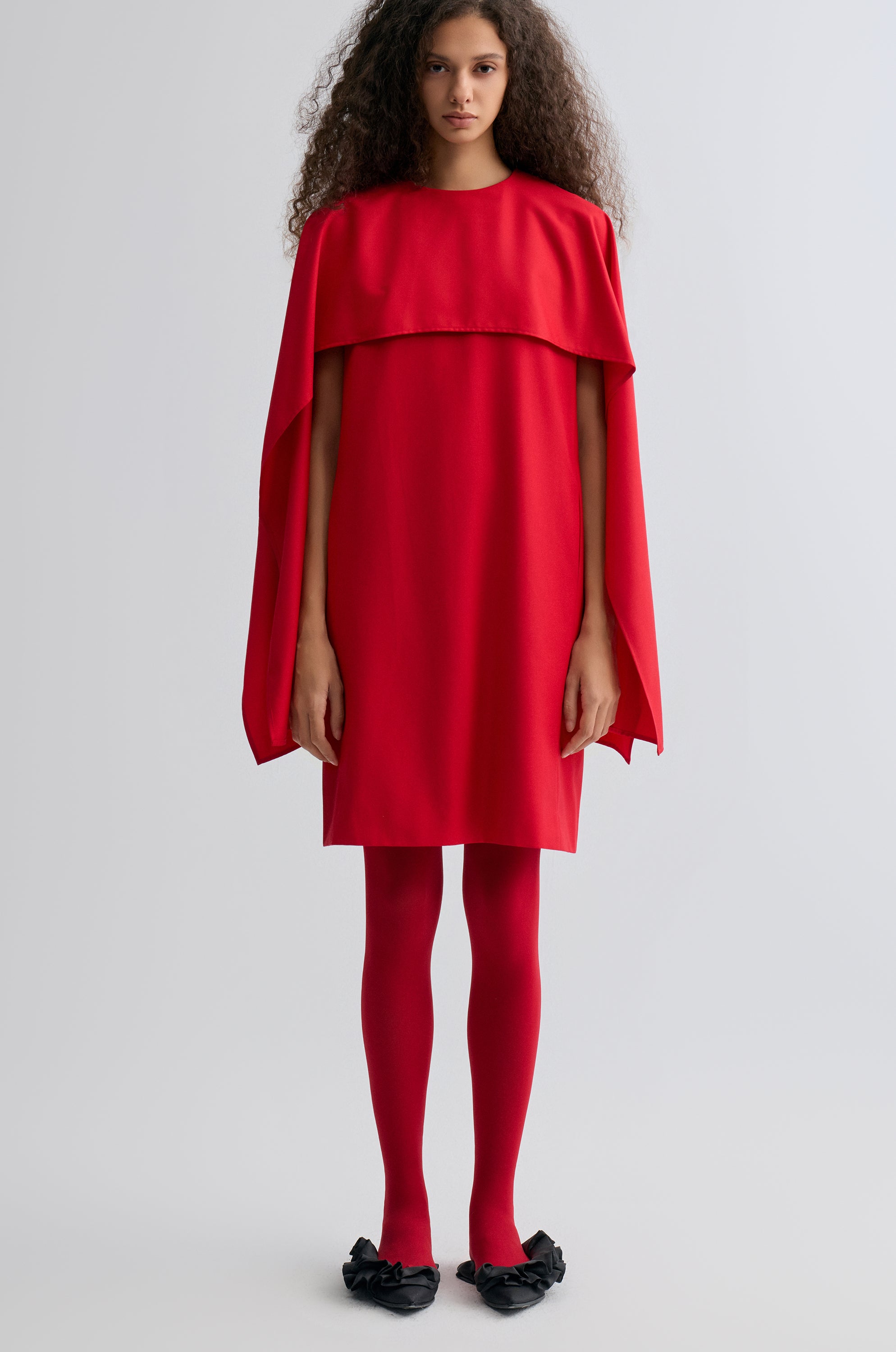 Opera Cape Dress Crimson
