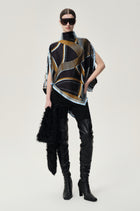 Scarf Print Top Black/Blue