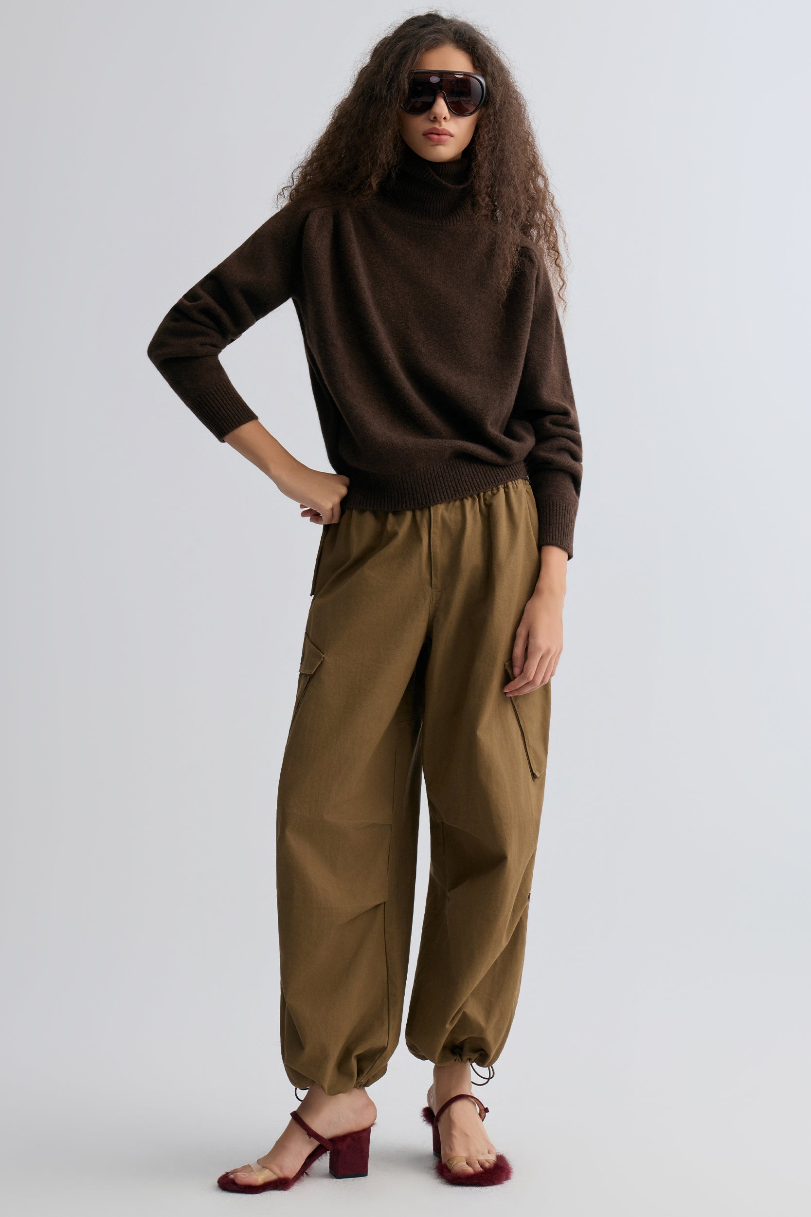 Wool and yak-blend Turtleneck Coffee Brown