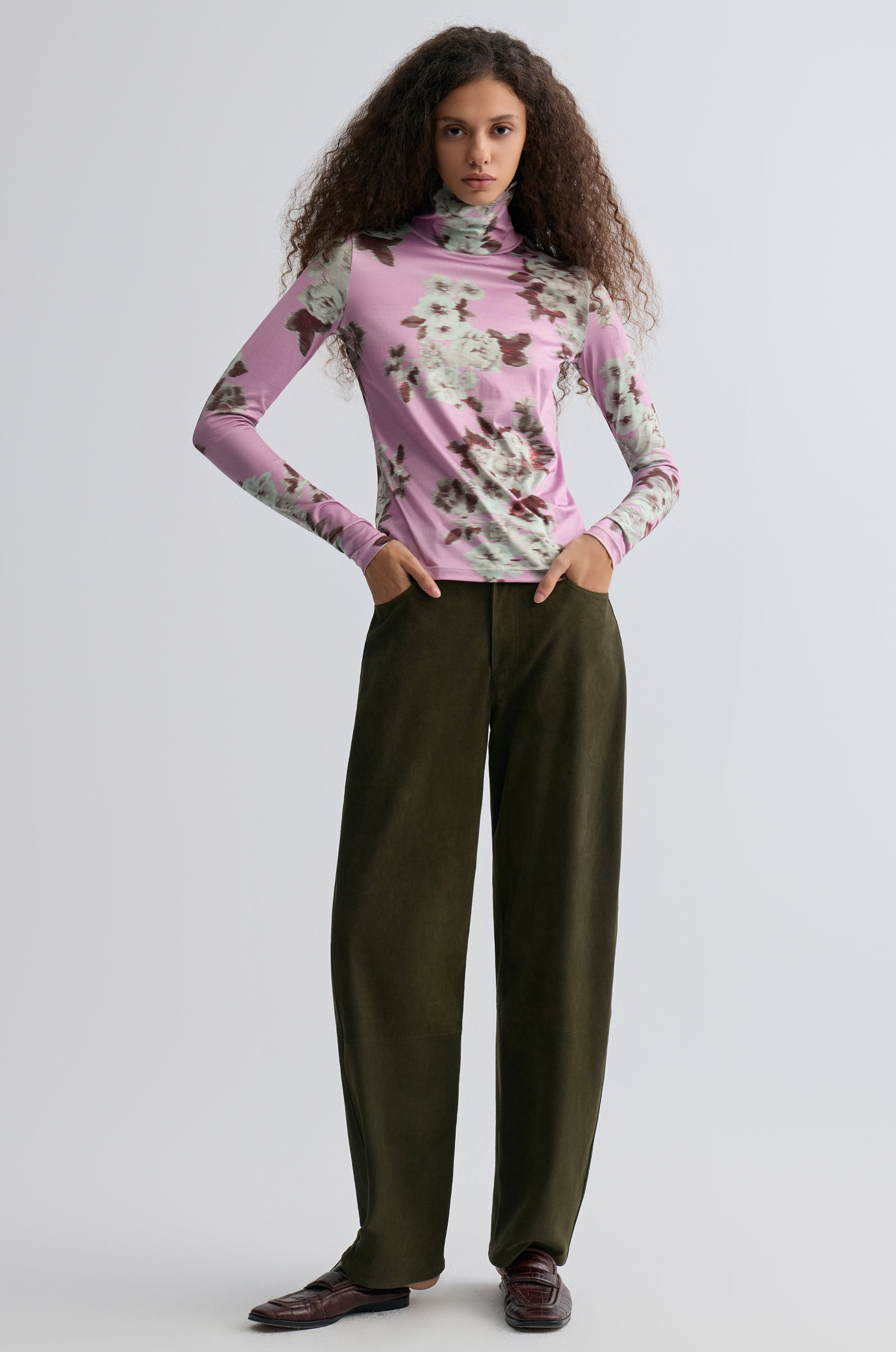Rosetta Long Sleeve Turtleneck Top Mauve