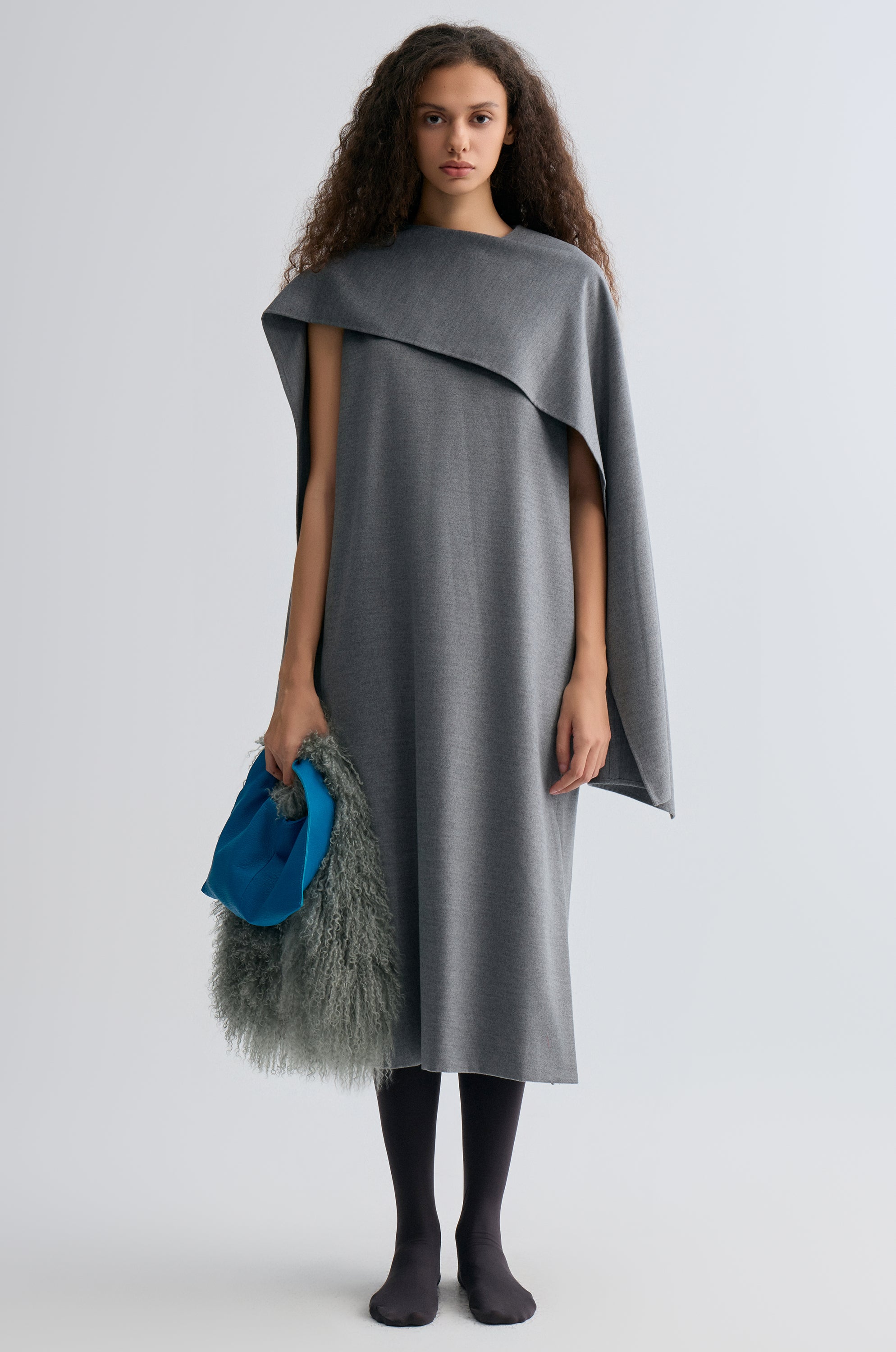 Opera Cape Maxi Dress Grey Melange