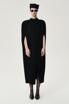 Double-faced Sculptural Wool Cape Coat Black