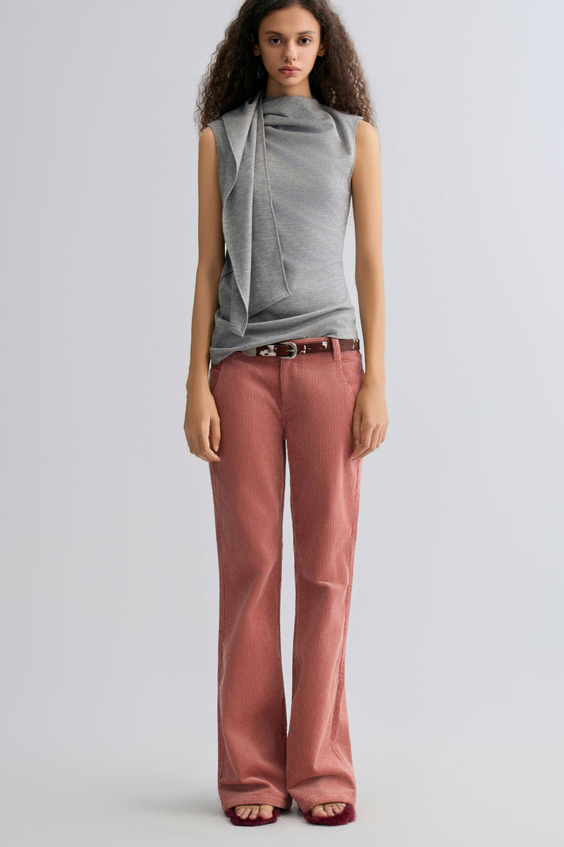 Corduroy Flared Trousers Abobe Rose