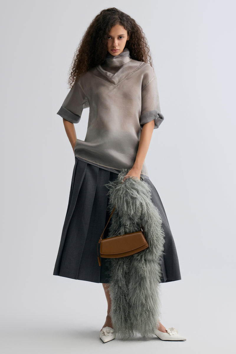 Two-tone Reversible Organza Blouse in silk