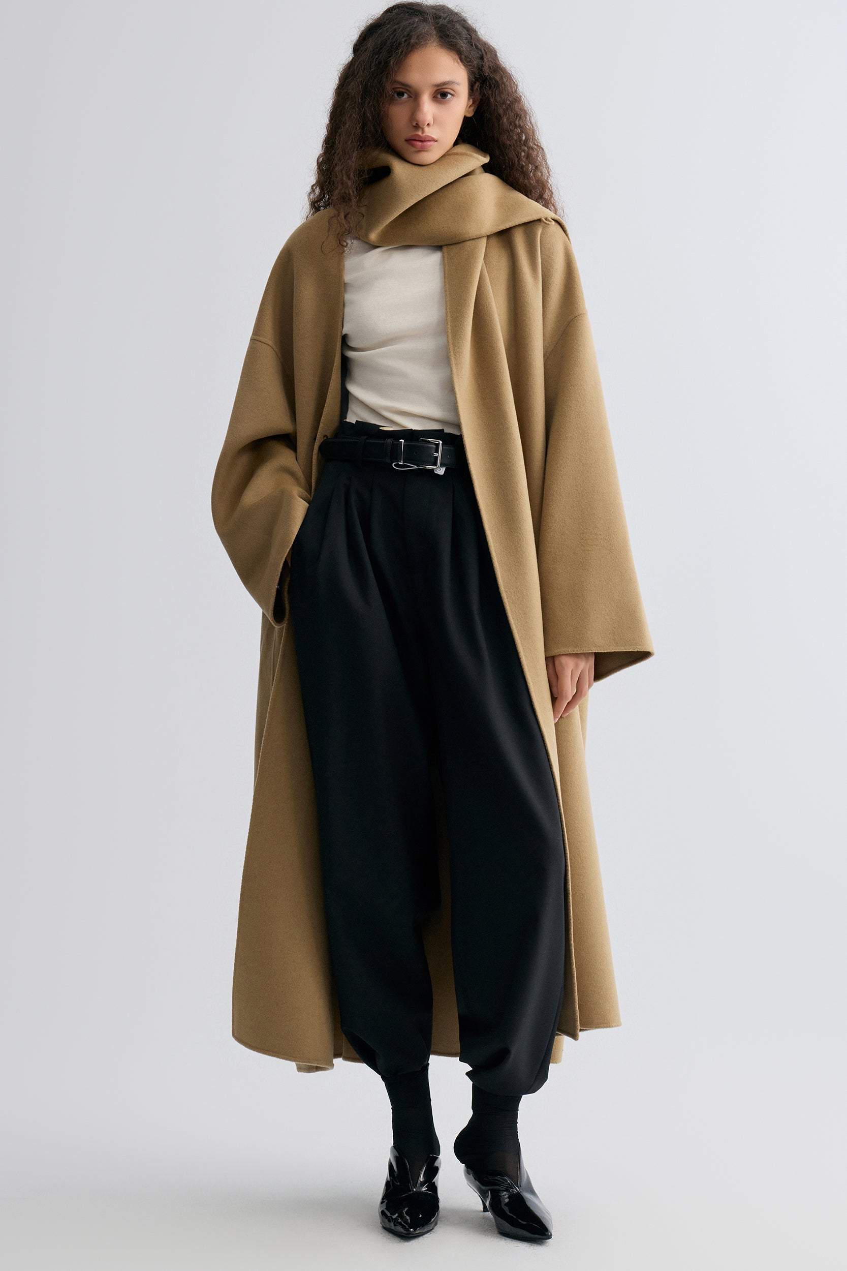 Oversized Double-faced Scarf Coat Hazel