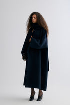 Oversized Double-faced Scarf Coat Navy