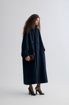 Oversized Double-faced Scarf Coat Navy