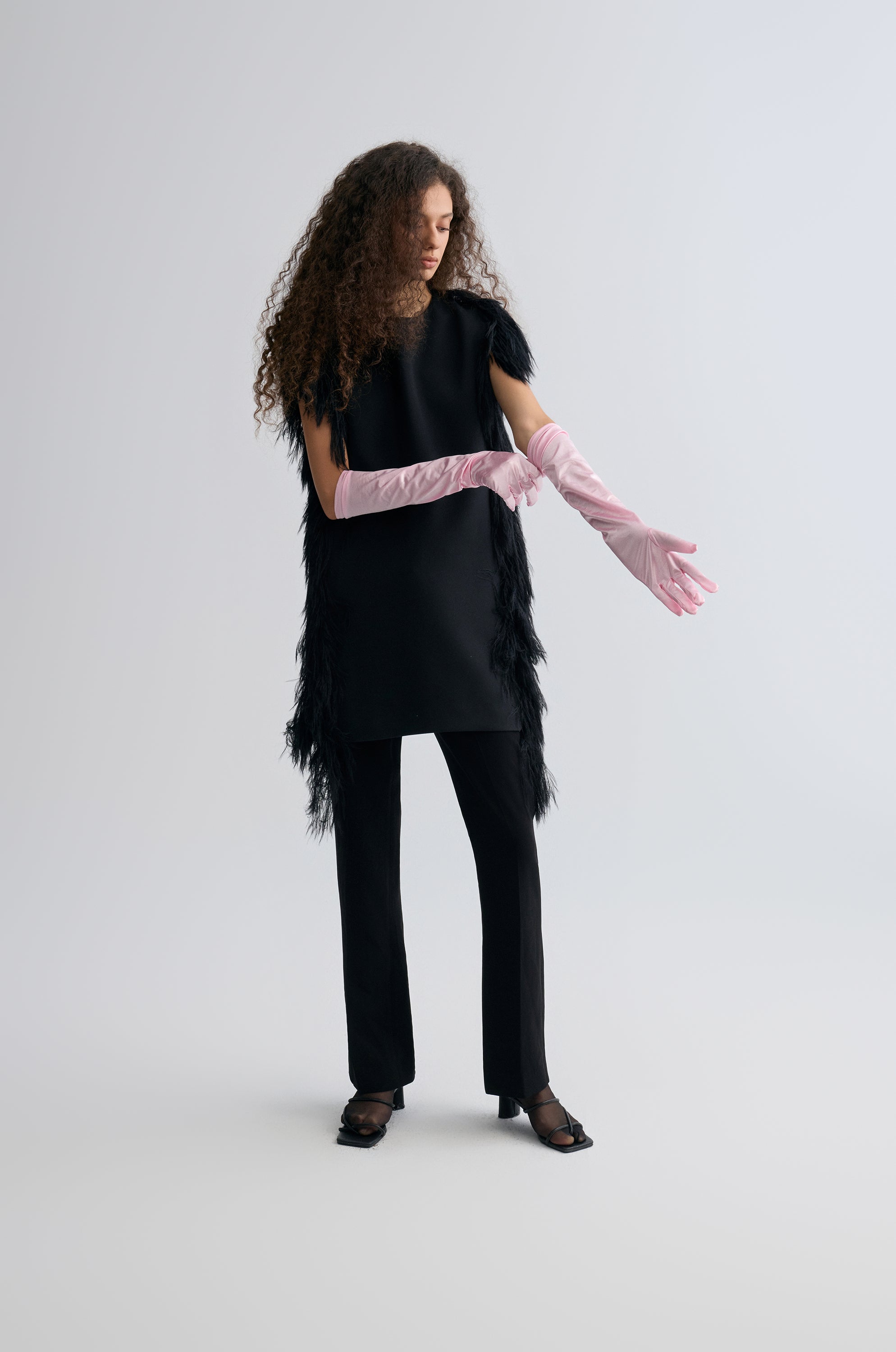 Side-Trim Wool Dress