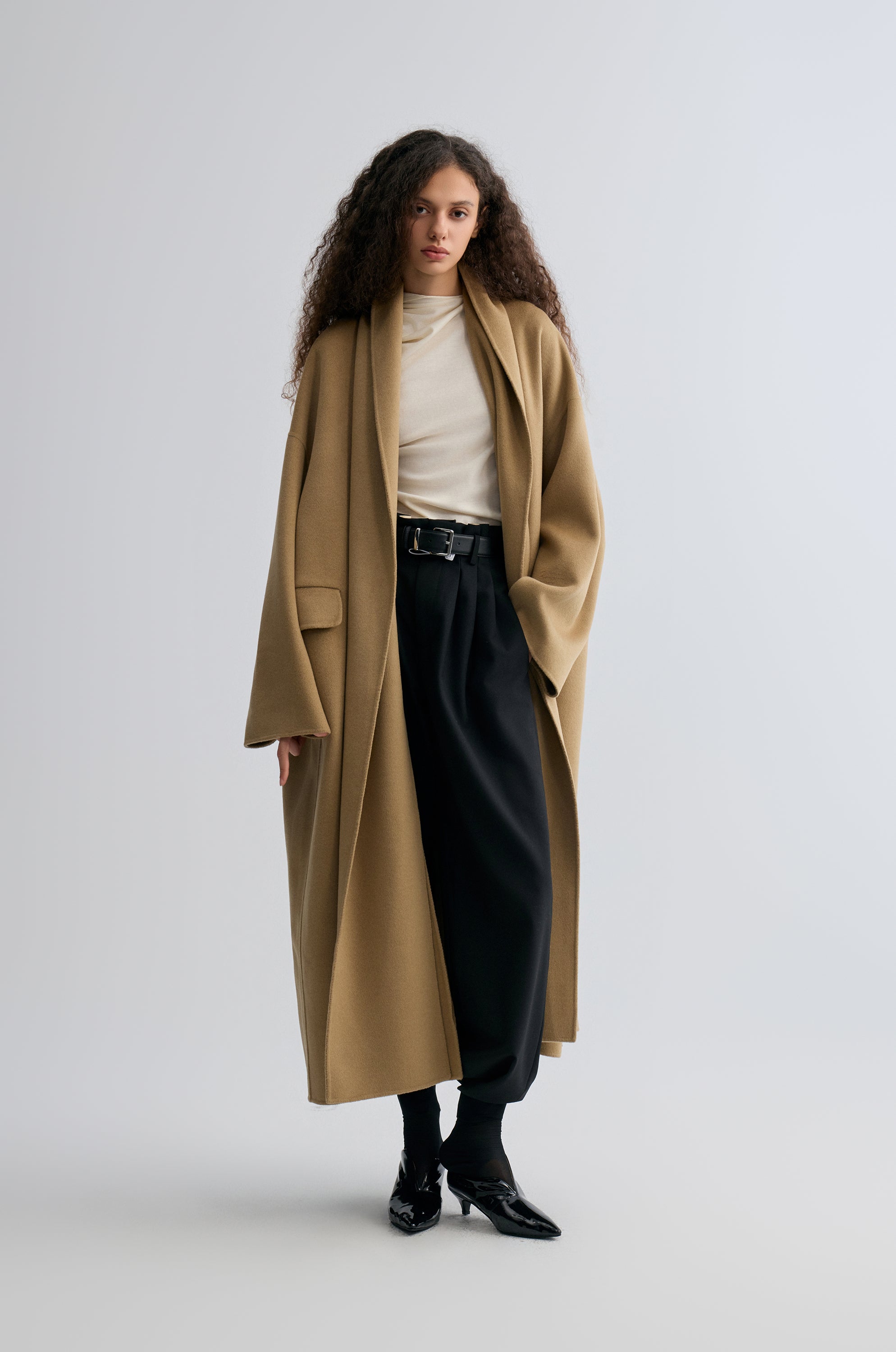 Oversized Double-faced Scarf Coat Hazel