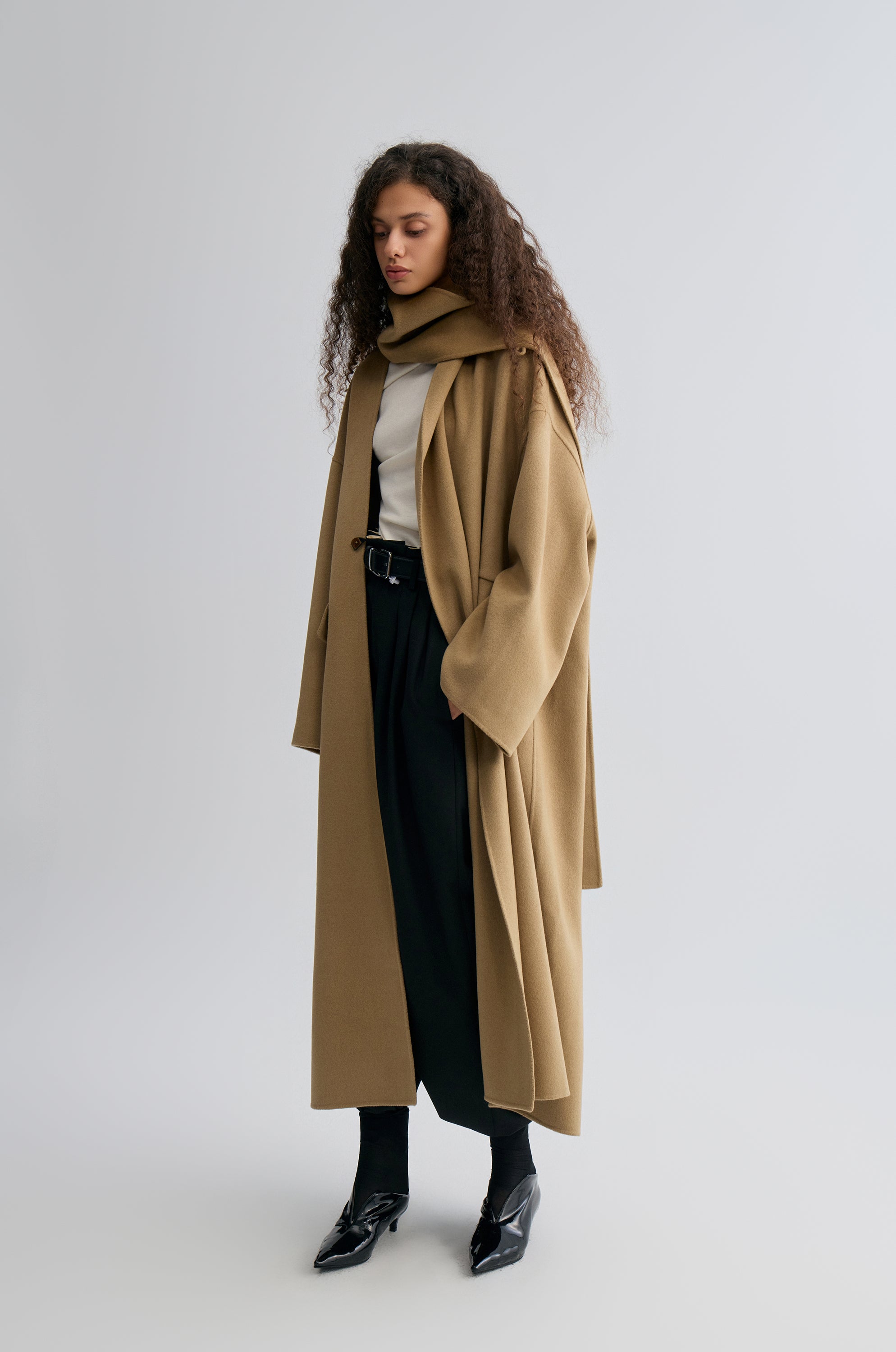 Oversized Double-faced Scarf Coat Hazel