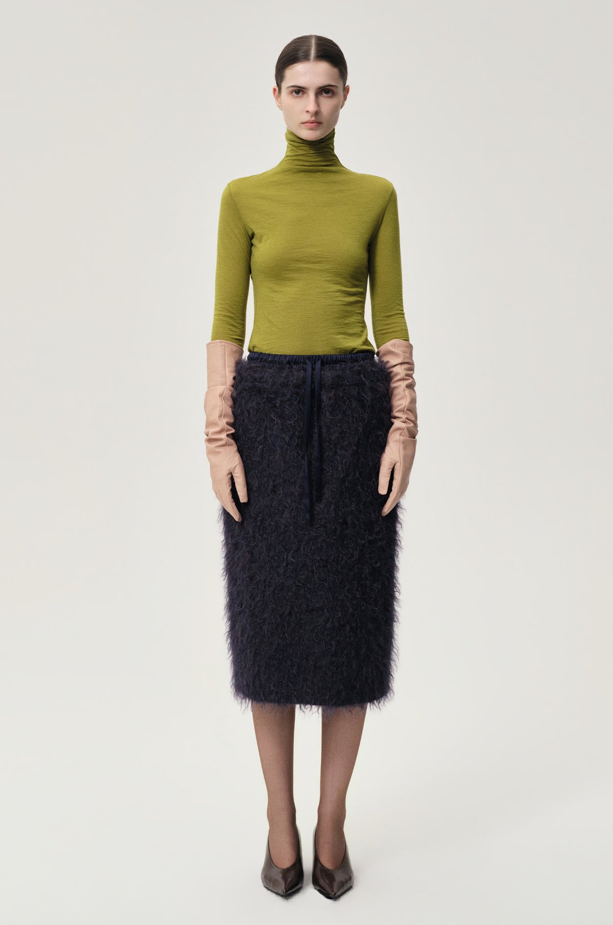 BOUCLÉ Mohair Midi Skirt Midnight