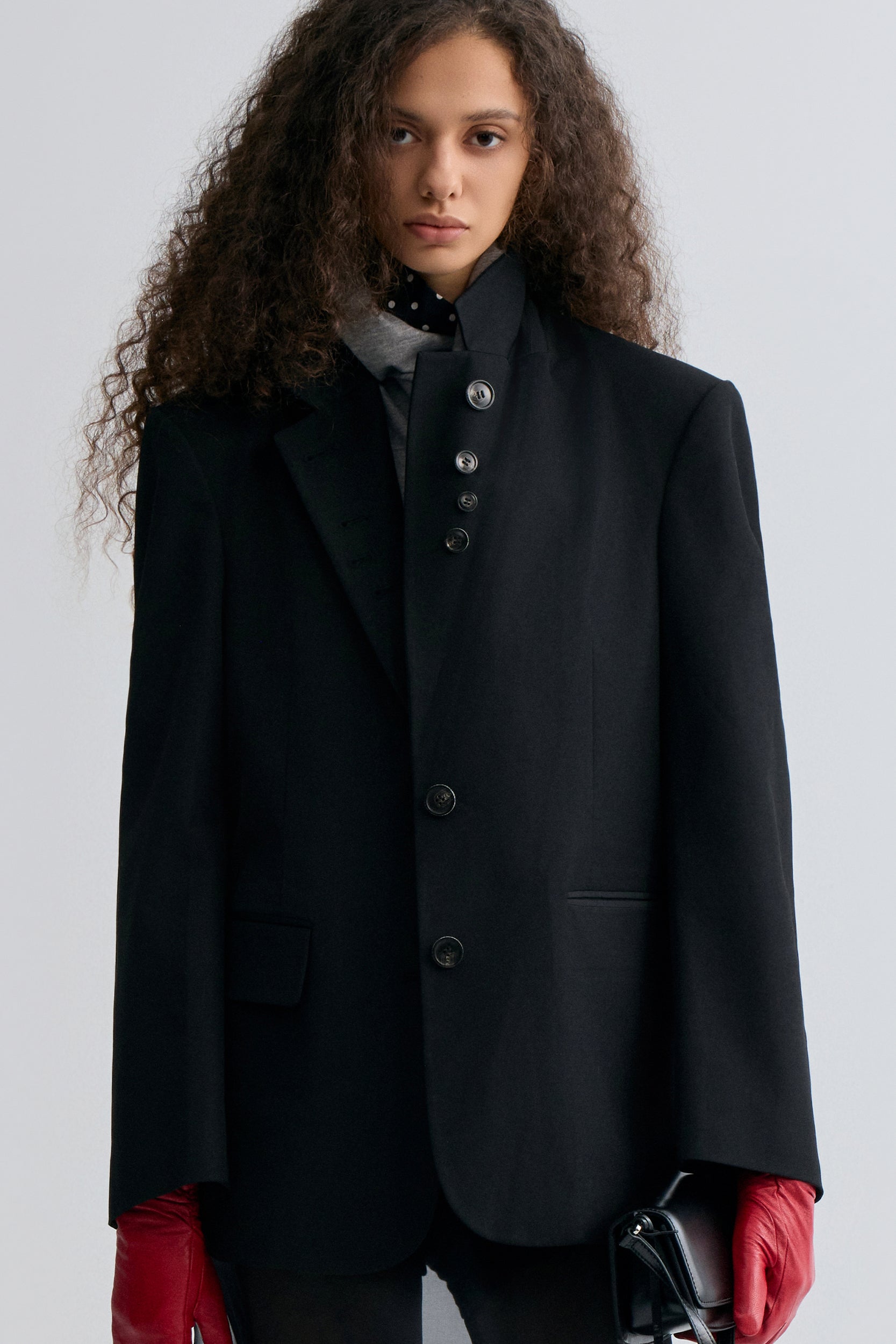 Boxy Single-Breasted Blazer Black