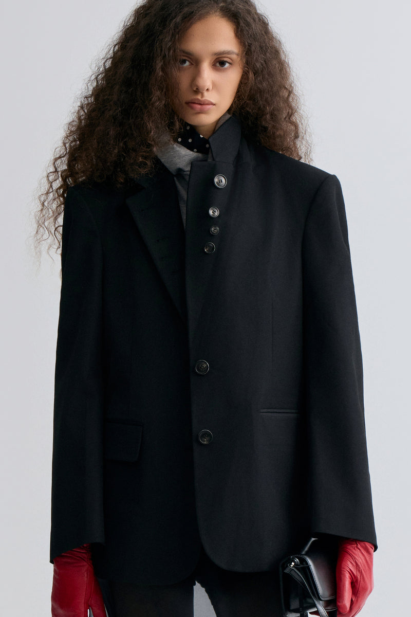 Boxy Single-Breasted Blazer Black