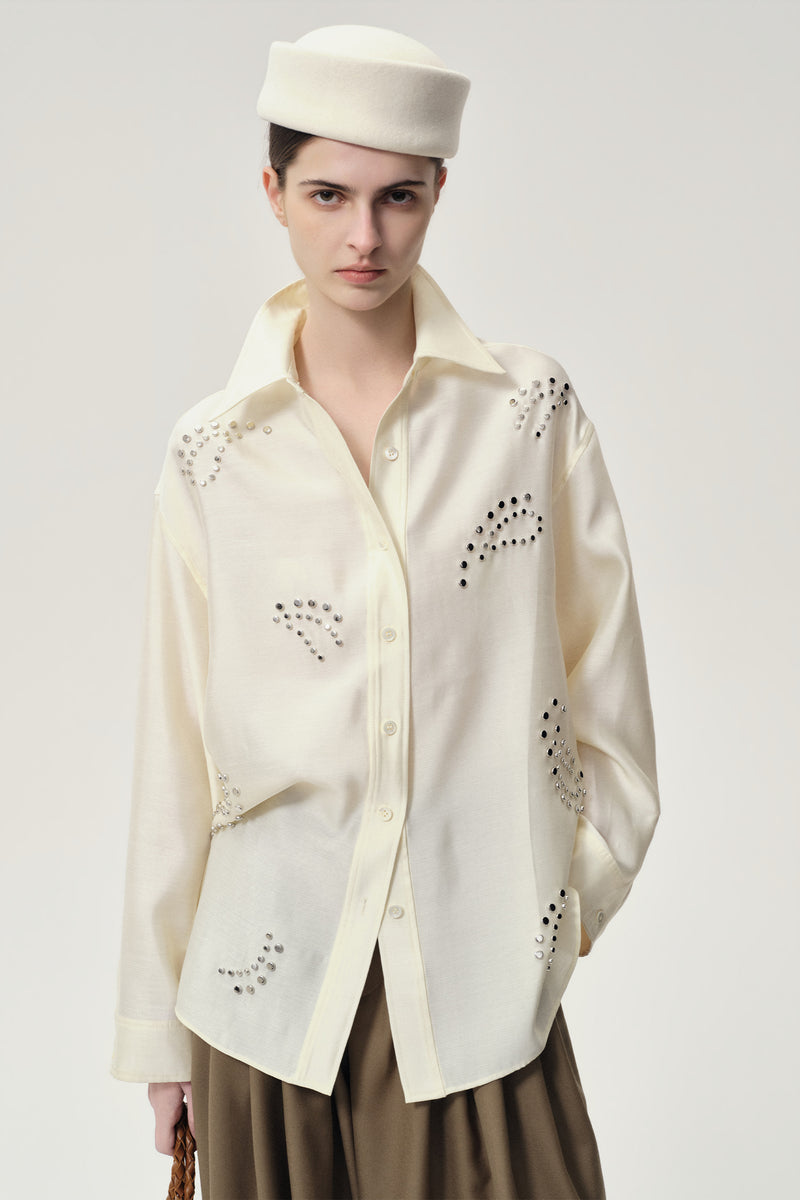 Stud-embellished Shirt Vanilla