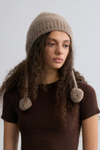 Cashmere Earflap Beanie Taupe Melange