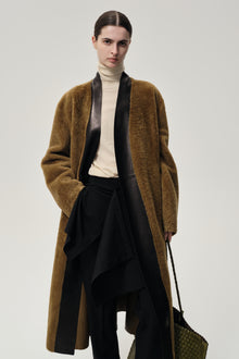 Cléo Shearing Robe Coat Tabacco/ Black