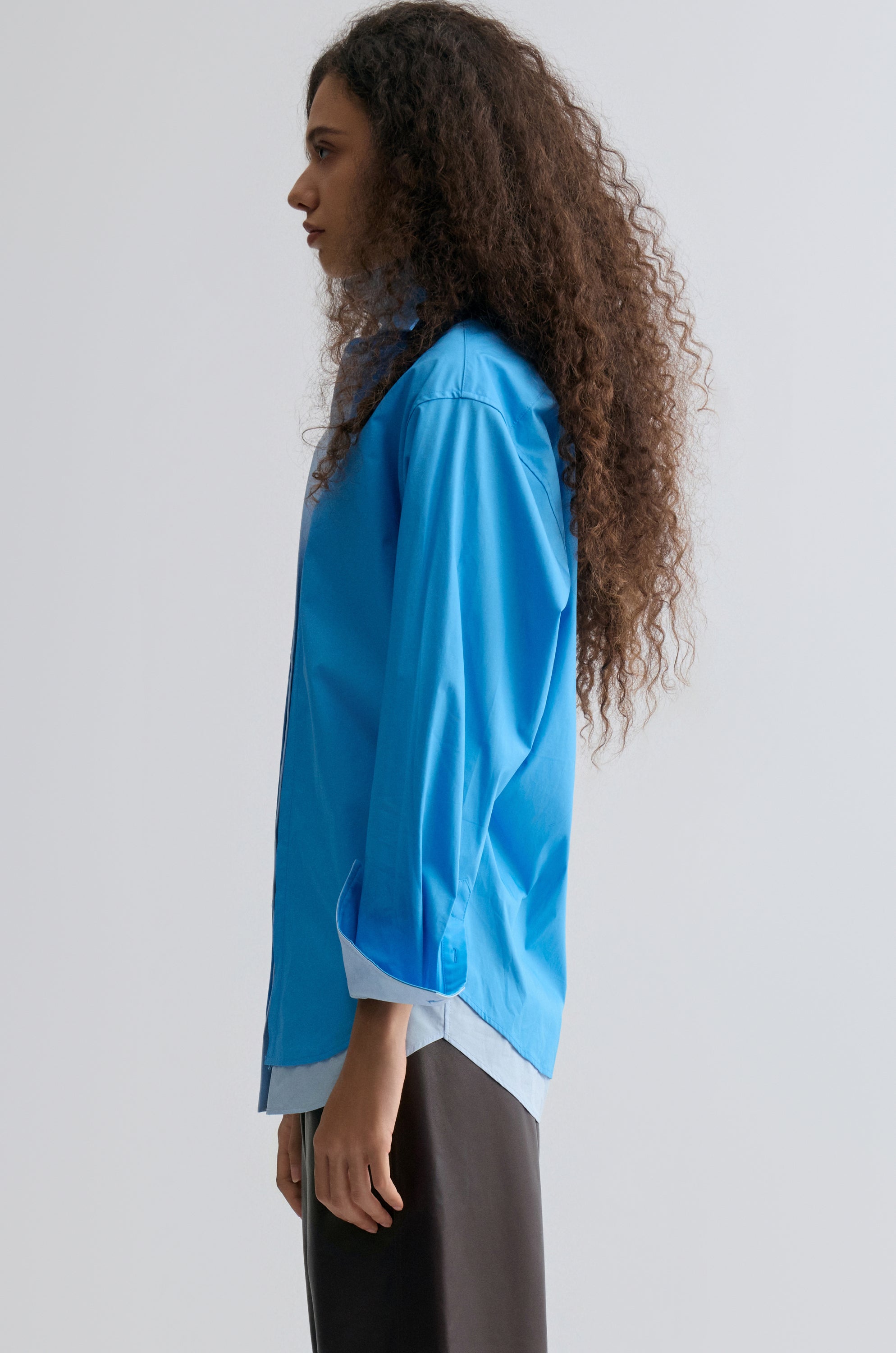 Relaxed Double-layer Shirt Periwinkle Blue