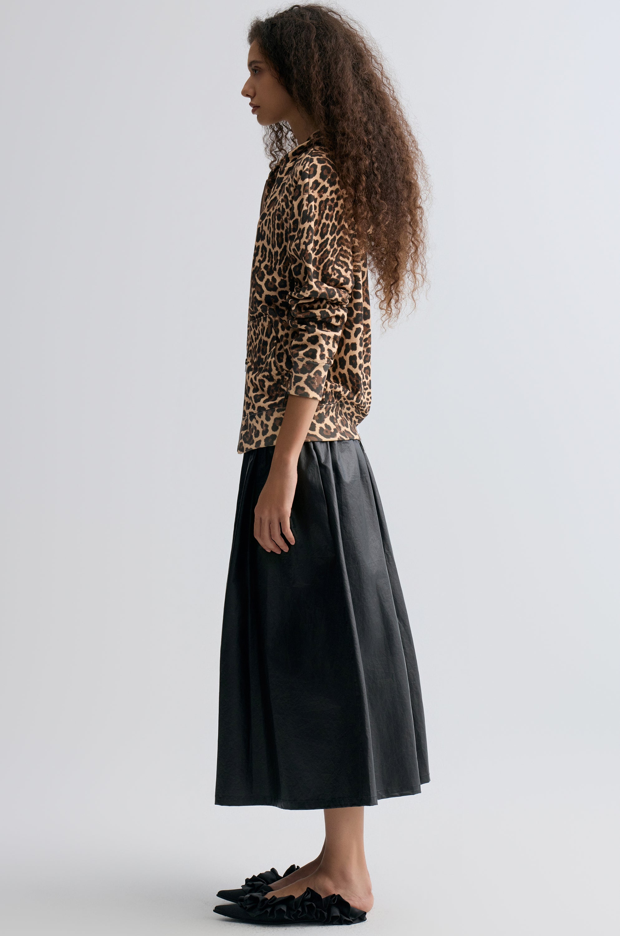 Leopard-print Zipper Hoodie